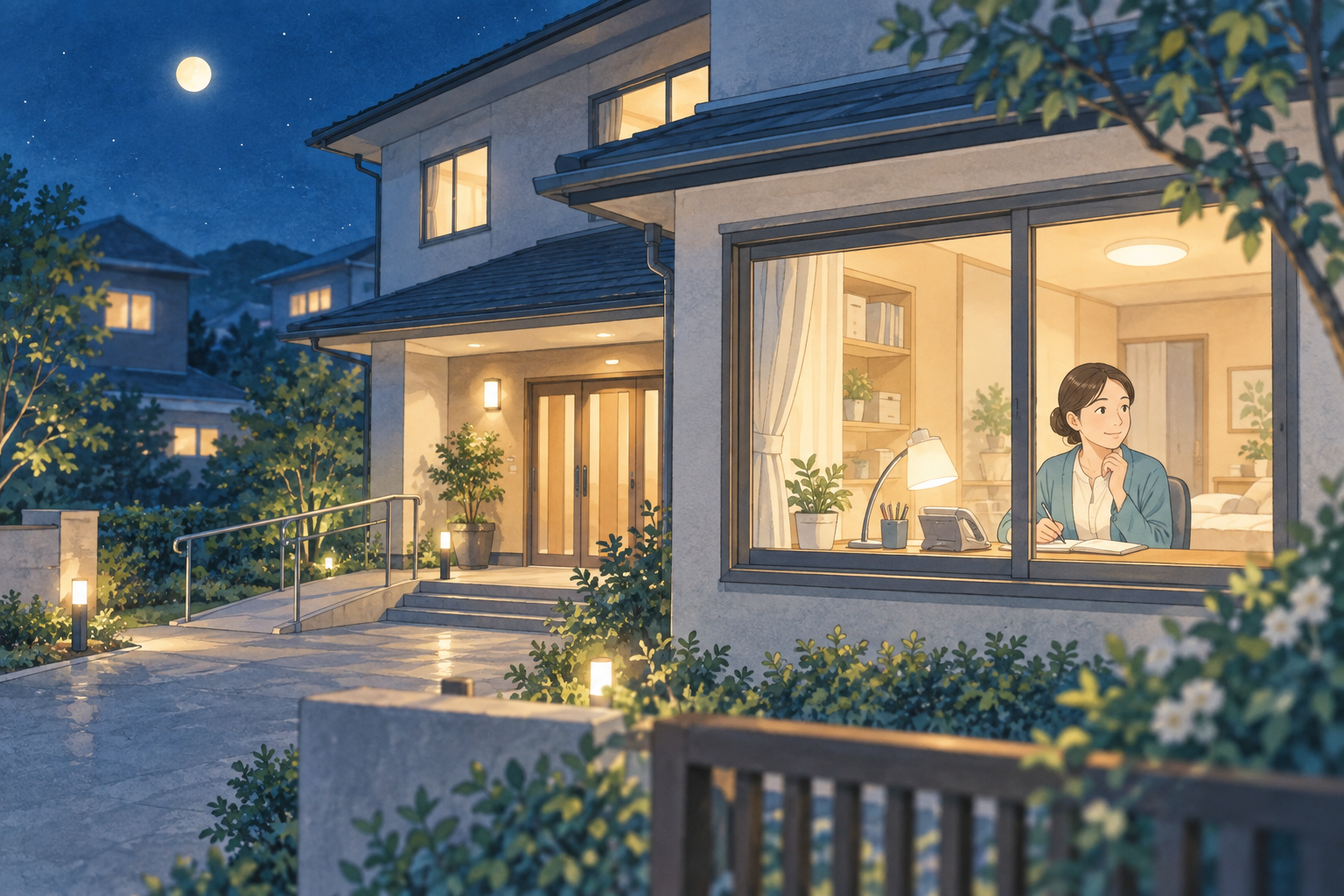 夜間も職員が常駐し、緊急時に対応できる安心のイラスト
